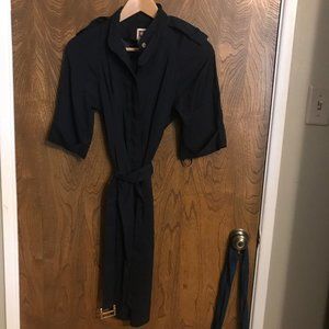 Ann Klein Belted Shirt Dress with Military Collar